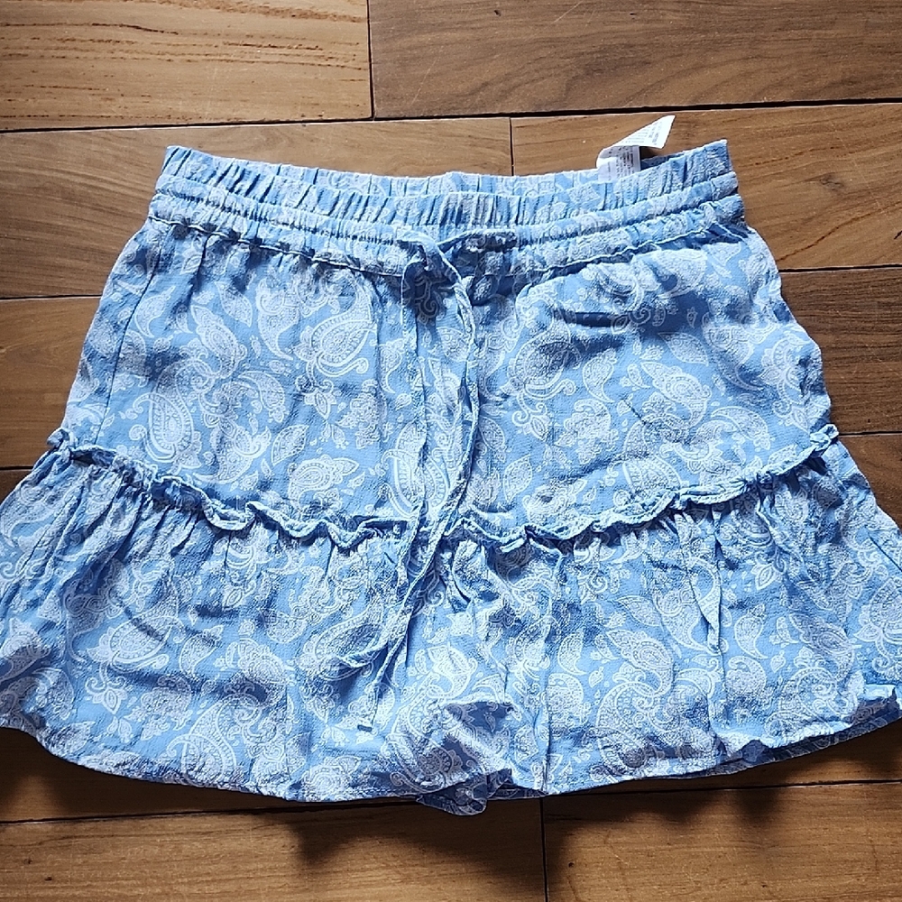 Zara Blue Paisley Ruffle Skirt